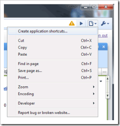 "Create application shortcuts" screenshot